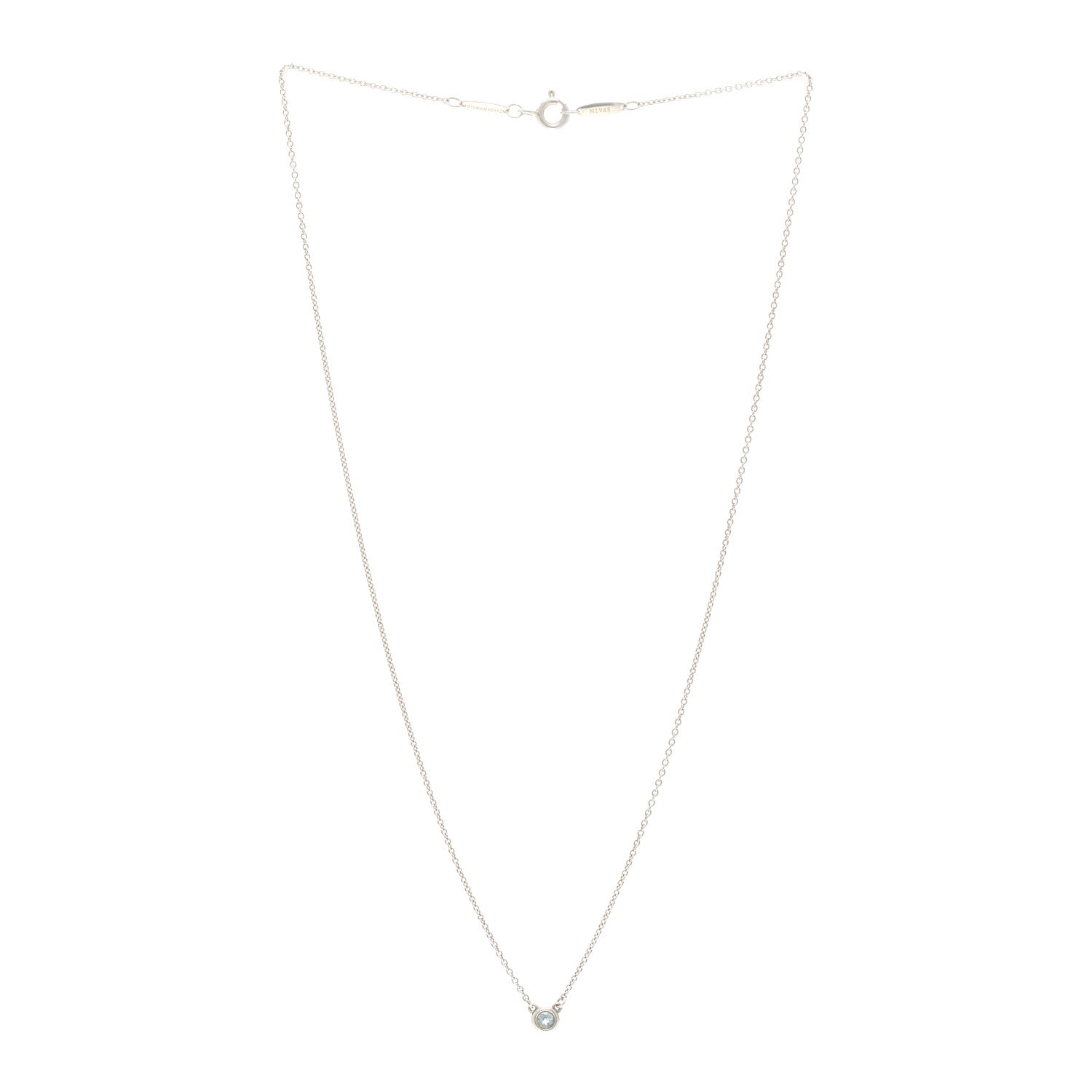 Tiffany Sterling Silver Aquamarine .06ct Elsa Peretti Color by the Yard Pendant Necklace 3 of 4