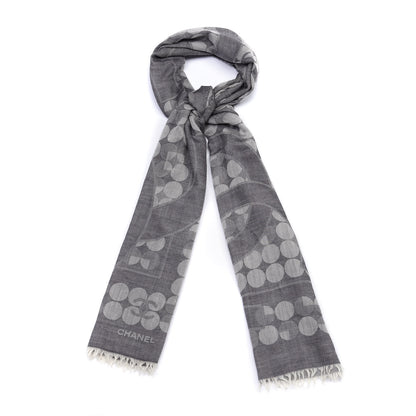 Chanel Cashmere Silk CC Scarf Grey 1 of 4