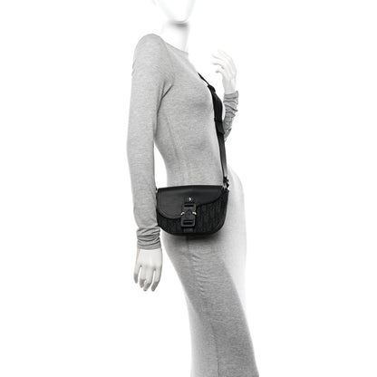 Christian Dior Oblique Jacquard Grained Calfskin Mini Saddle Messenger Bag With Flap Black 2 of 13