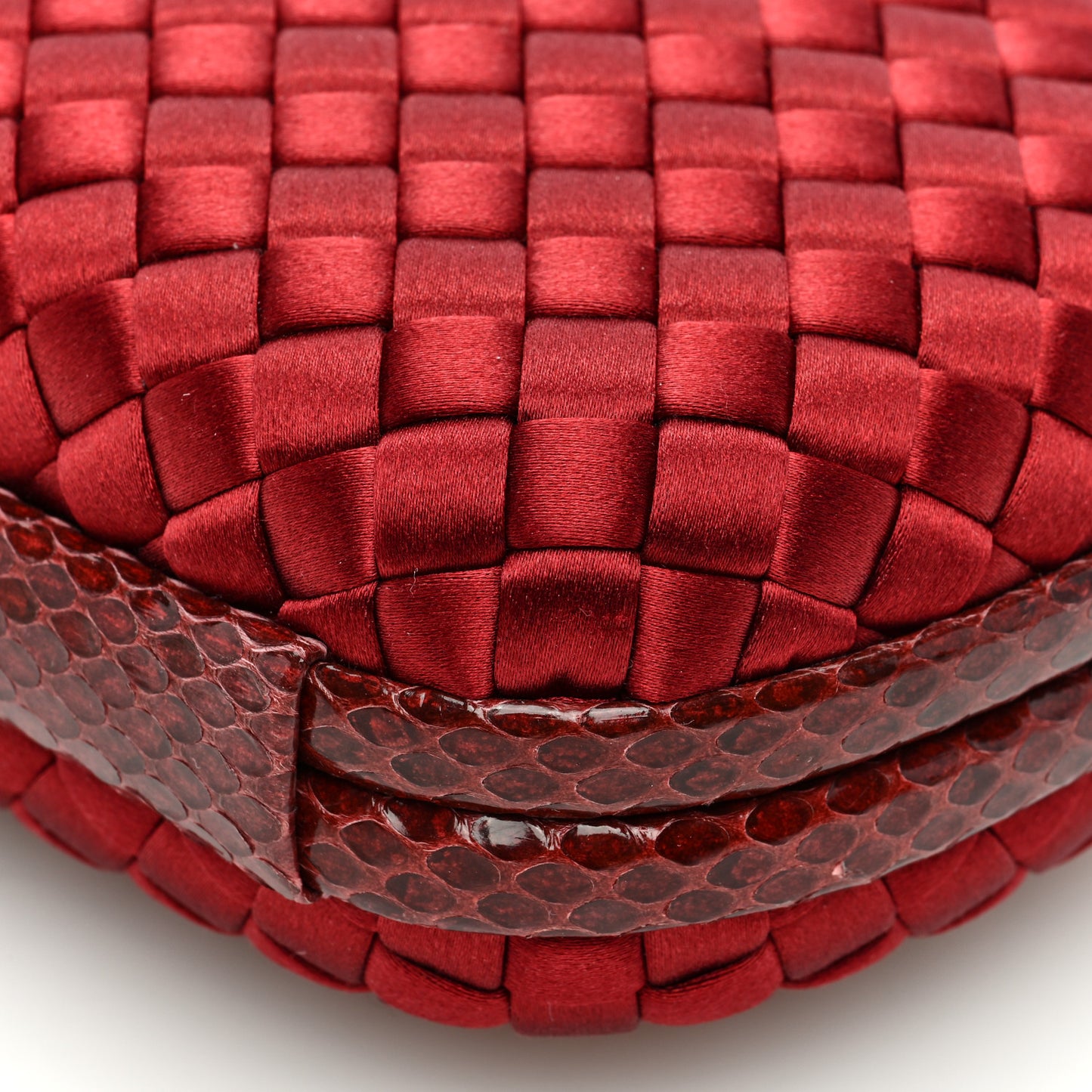Satin Intreccio Impero Ayers Chain Knot Clutch Red