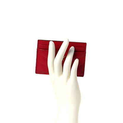 Saint Laurent Grain De Poudre Matelasse Chevron Monogram Credit Card Case New Red 2 of 7