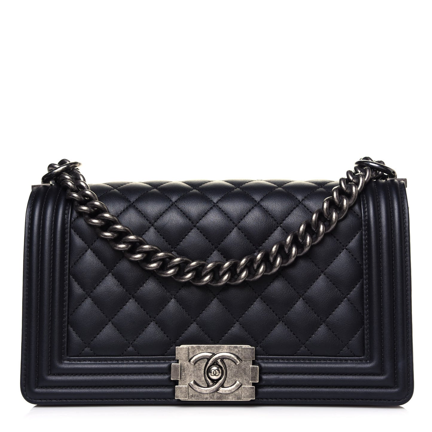 Calfskin Quilted Medium Boy Flap Black