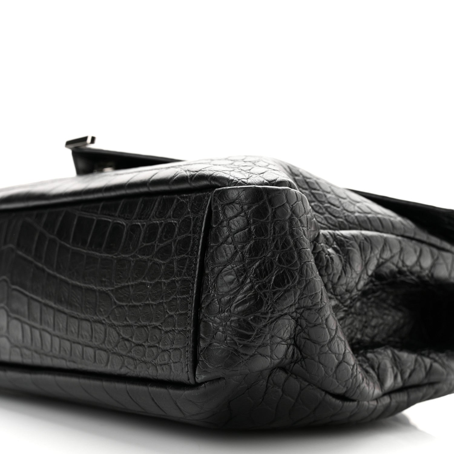 Saint Laurent Calfskin Crocodile Embossed Monogram Large College Satchel Black 9 of 9