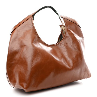 Gucci Soft Glossy Calfskin Large Giglio Tote Dark Brown 4 of 10