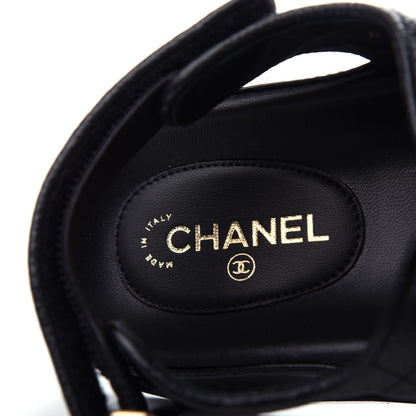 Chanel Grained Calfskin Velcro Dad Sandals 36.5 Black 8 of 11