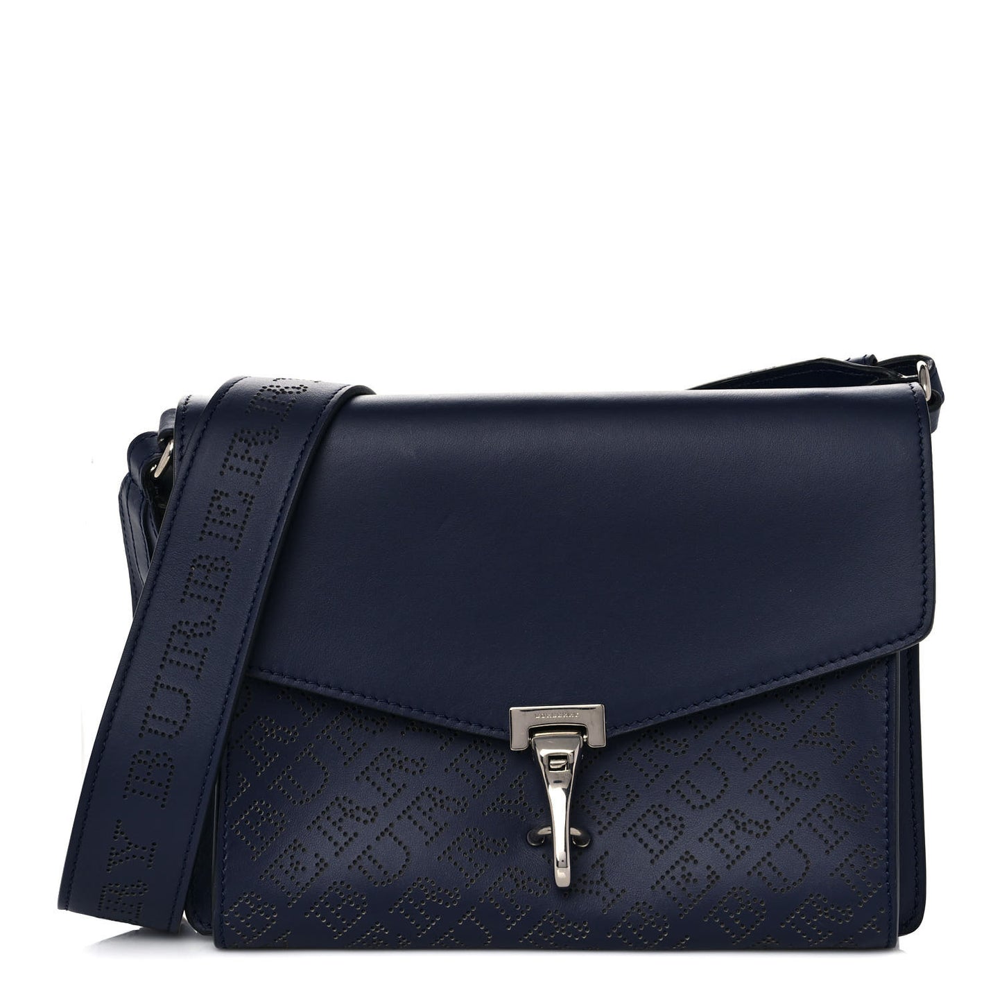 Calfskin Perforated Small Macken Crossbody Bag Regency Blue