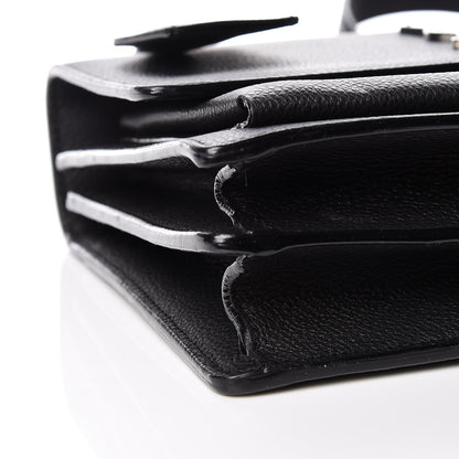 Saint Laurent Grained Calfskin Medium Monogram Sunset Satchel Black 8 of 11