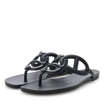 Hermes Rubber Womens Egerie Sandals 38 Black 4 of 8