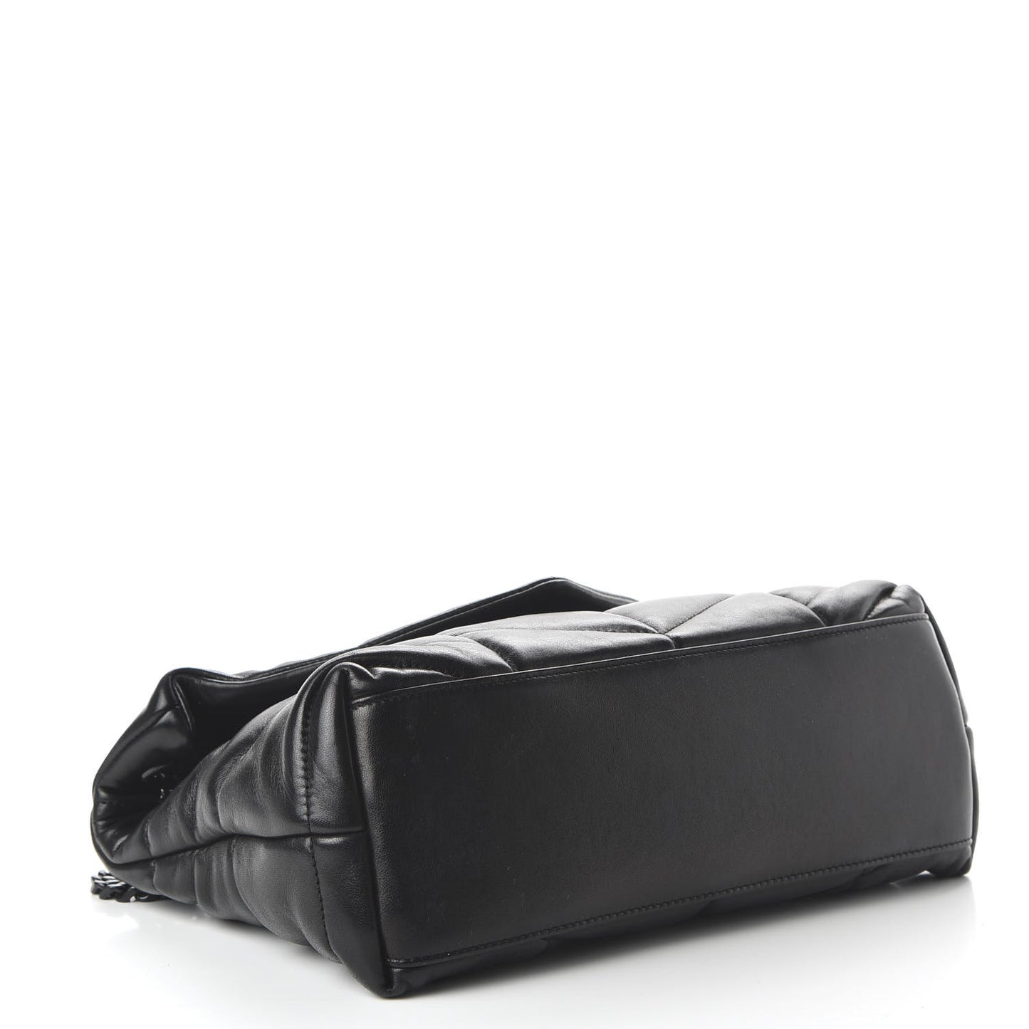 Lambskin Quilted Small Loulou Puffer Monogram Chain Satchel Black