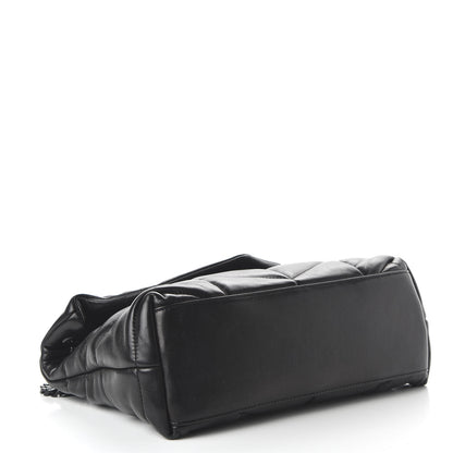 Saint Laurent Lambskin Quilted Small Loulou Puffer Monogram Chain Satchel Black 4 of 9