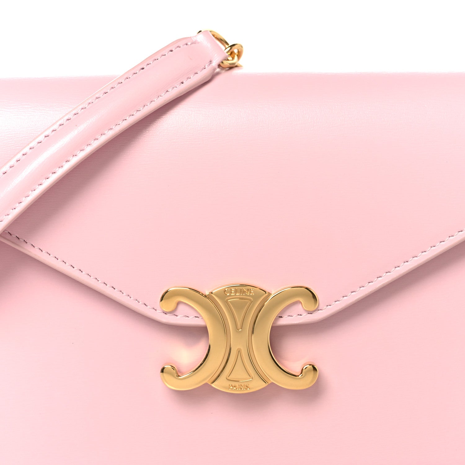 Celine Shiny Calfskin Triomphe Margo Wallet on Chain Pastel Pink 8 of 11