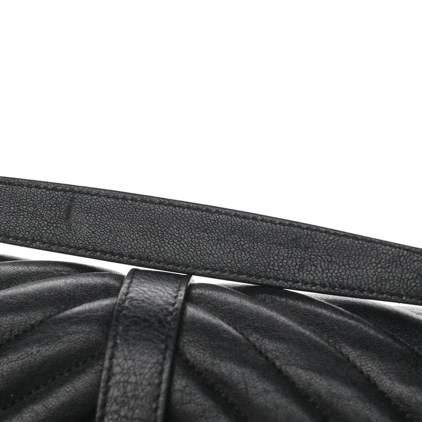 Sheepskin Matelasse Chevron Monogram Monochrome Large College Satchel Black