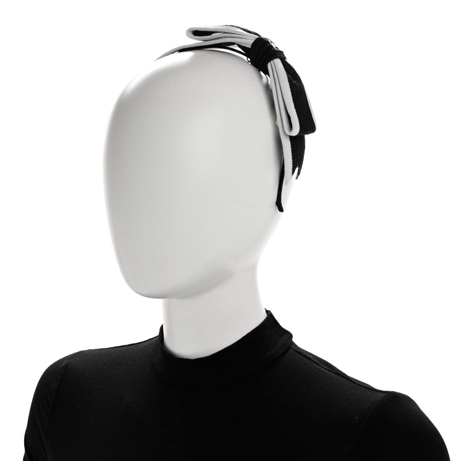 Chanel Raffia Bow CC Headband Black White 2 of 6