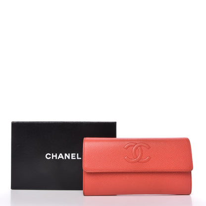 Chanel Caviar Timeless CC Large Gusset Flap Wallet Light Red 12 of 13