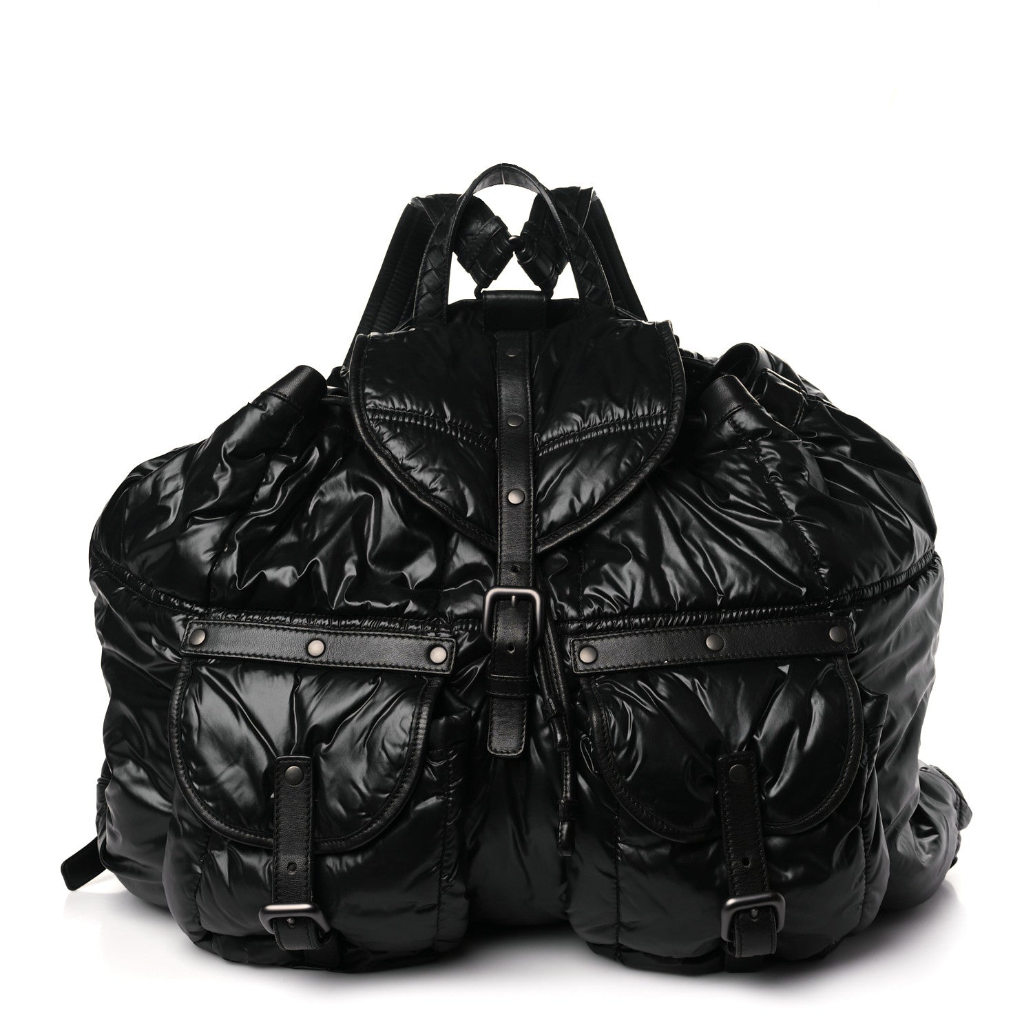 Bottega Veneta Nylon Calfskin Spinnaker Backpack Black 1 of 8