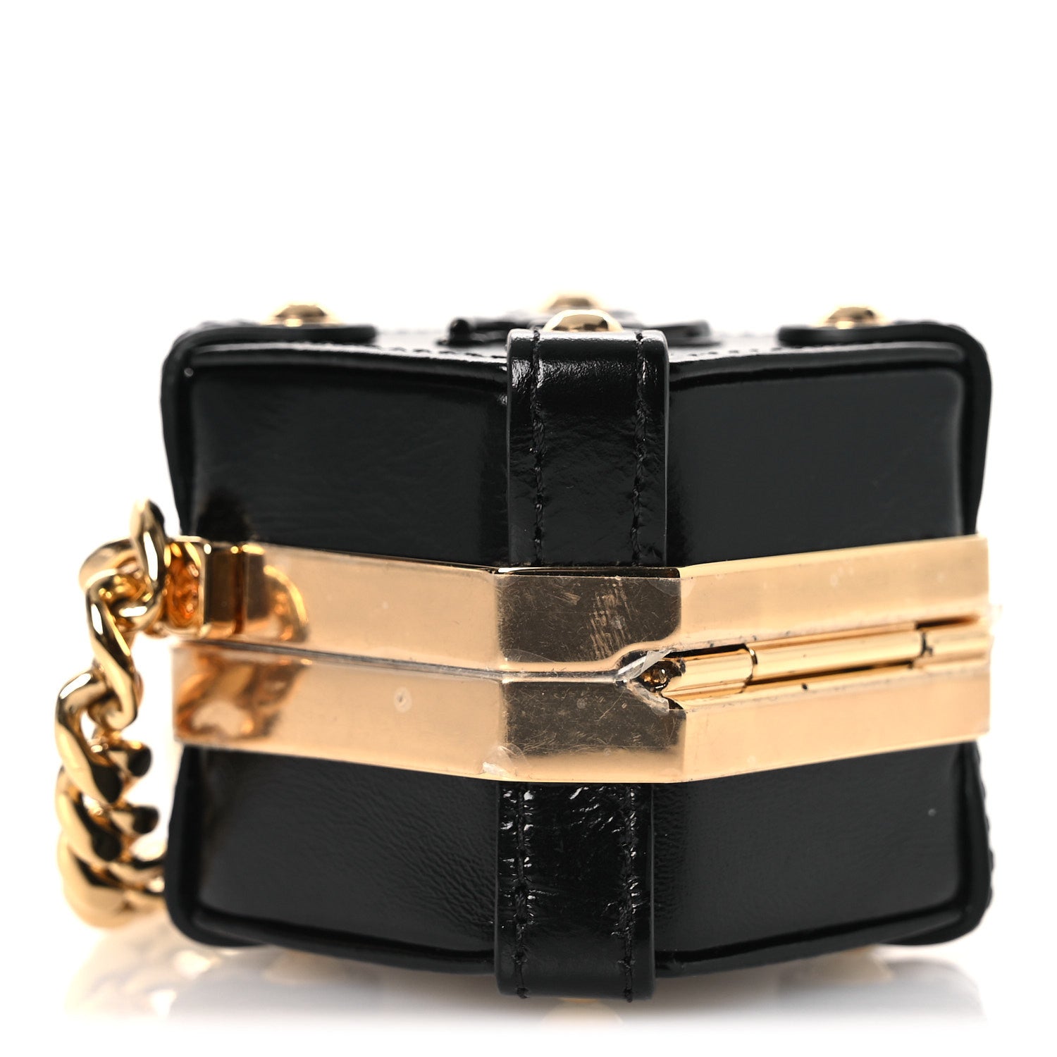 Chanel Shiny Crumpled Calfskin Minaudiere Clutch With Chain Black 9 of 12