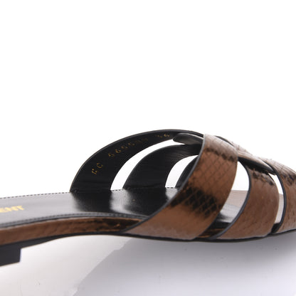 Saint Laurent Metallic Snakeskin Nu Pied 05 Slide Sandals 36 Kanyon Bronze 8 of 9