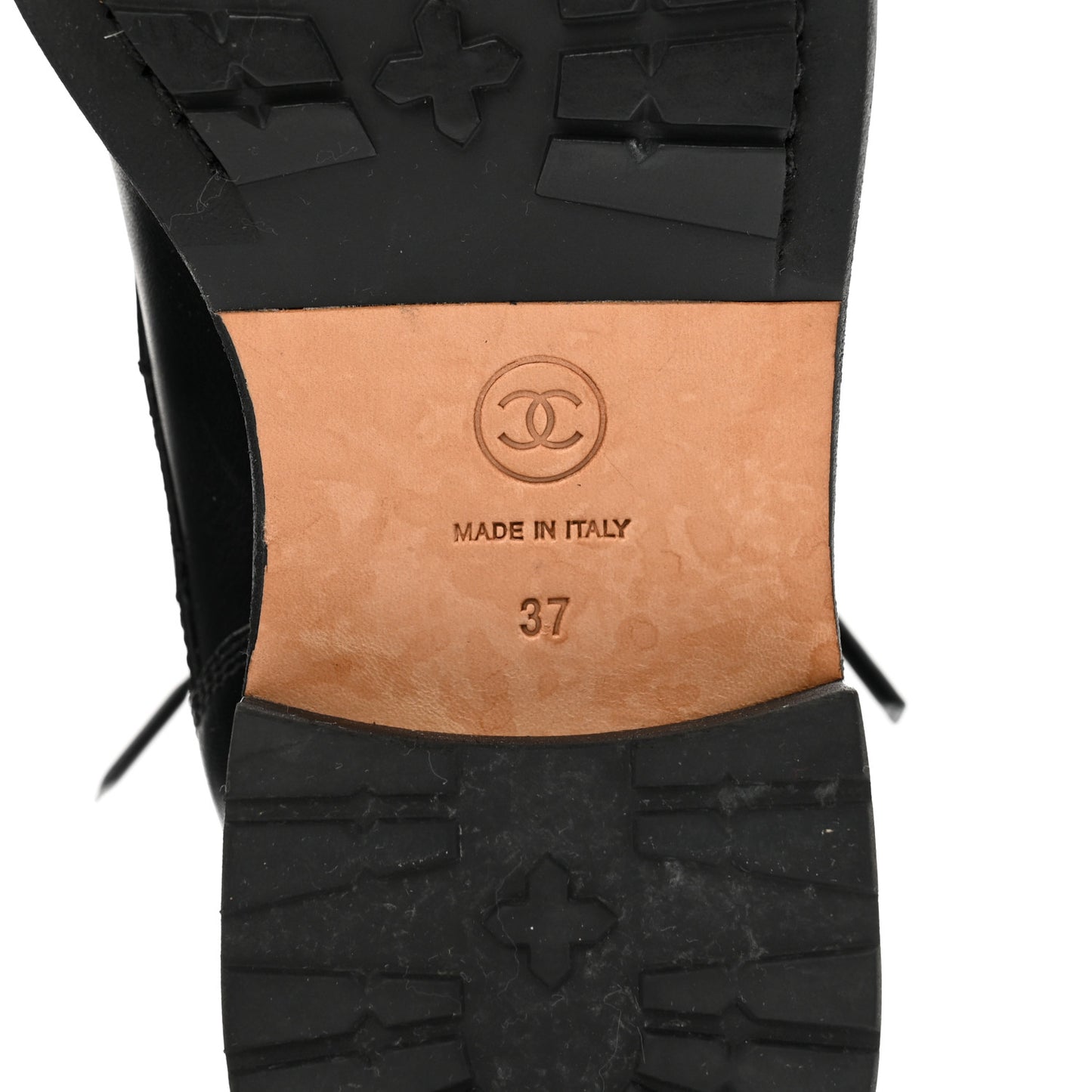 Calfskin Quilted Lace Up Combat Boots 37 Black