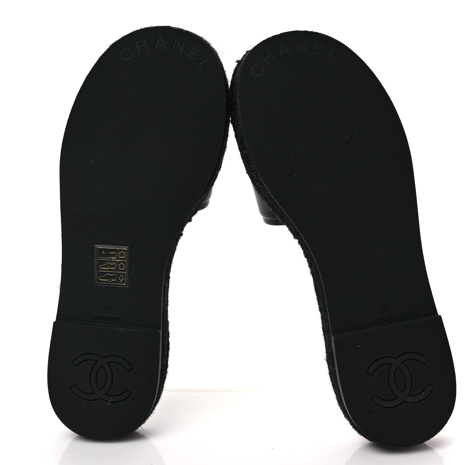 Chanel Lambskin Espadrille Mule Sandals 38 Black 5 of 10