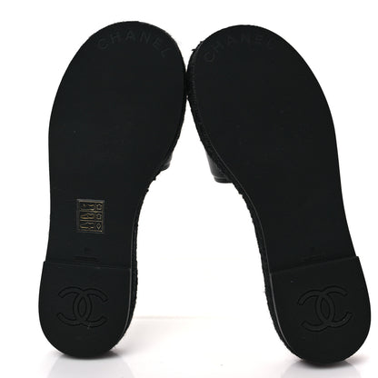 Chanel Lambskin Espadrille Mule Sandals 38 Black 5 of 10