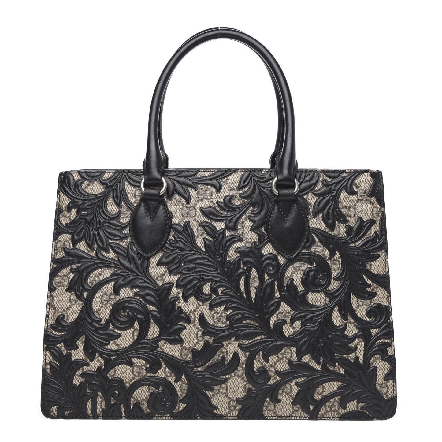 GG Supreme Monogram Arabesque Small Top Handle Bag Beige Black
