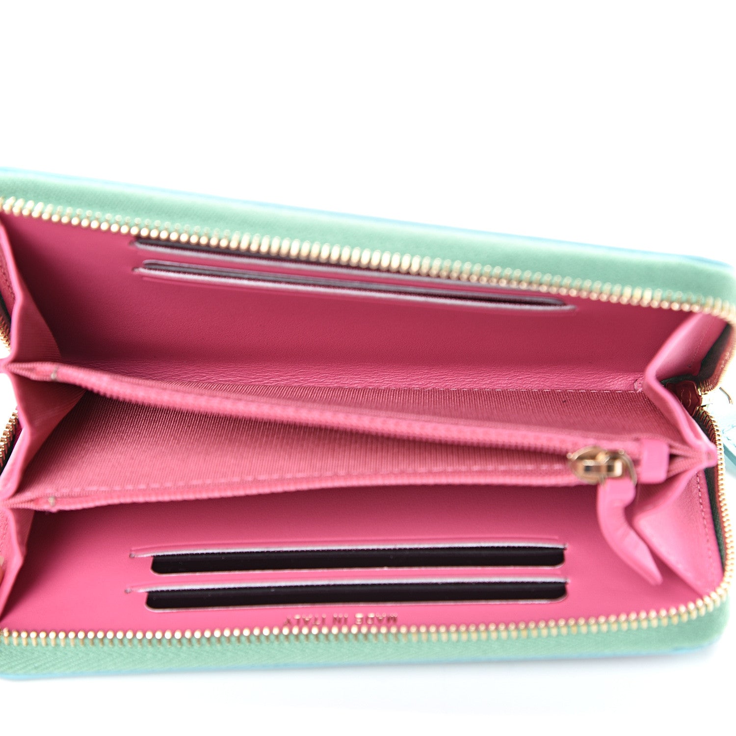 Chanel Caviar Quilted Medium Filigree Zip Around Wallet Pink Blue Green 4 of 8