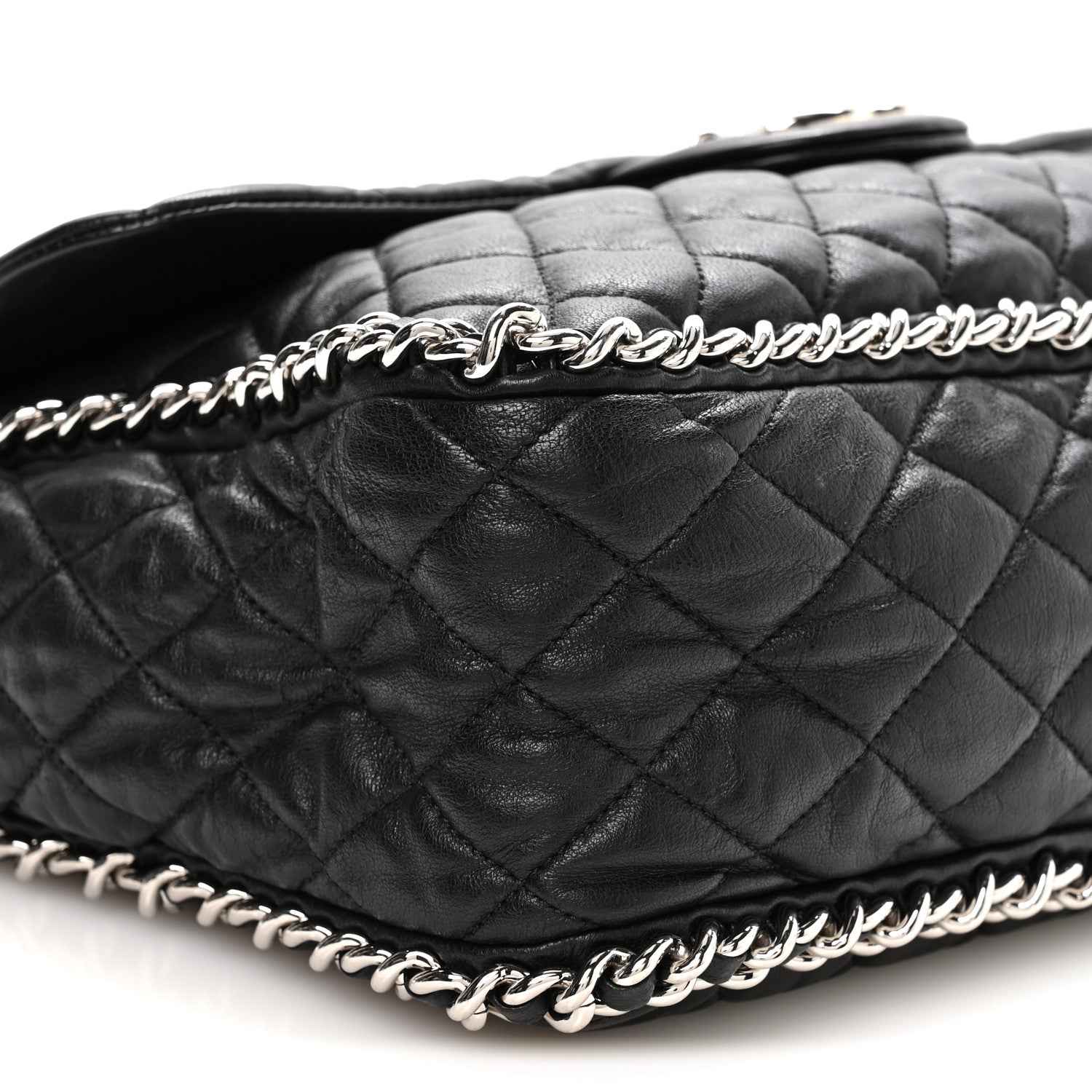 Chanel Washed Lambskin Quilted Maxi Chain Around Flap Black 9 of 10
