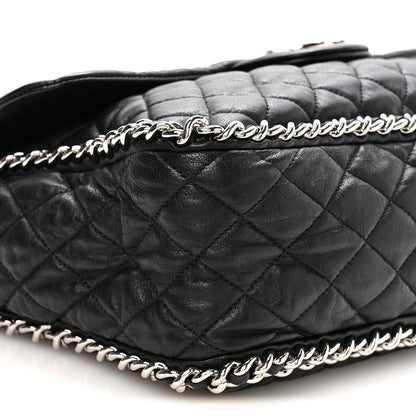 Chanel Washed Lambskin Quilted Maxi Chain Around Flap Black 9 of 10
