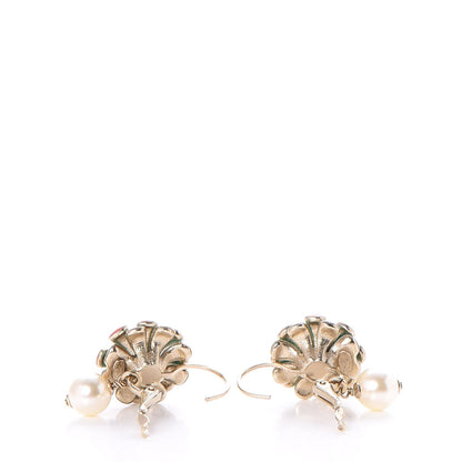 Chanel Enamel Pearl Flower Drop Earrings Light Gold 3 of 5