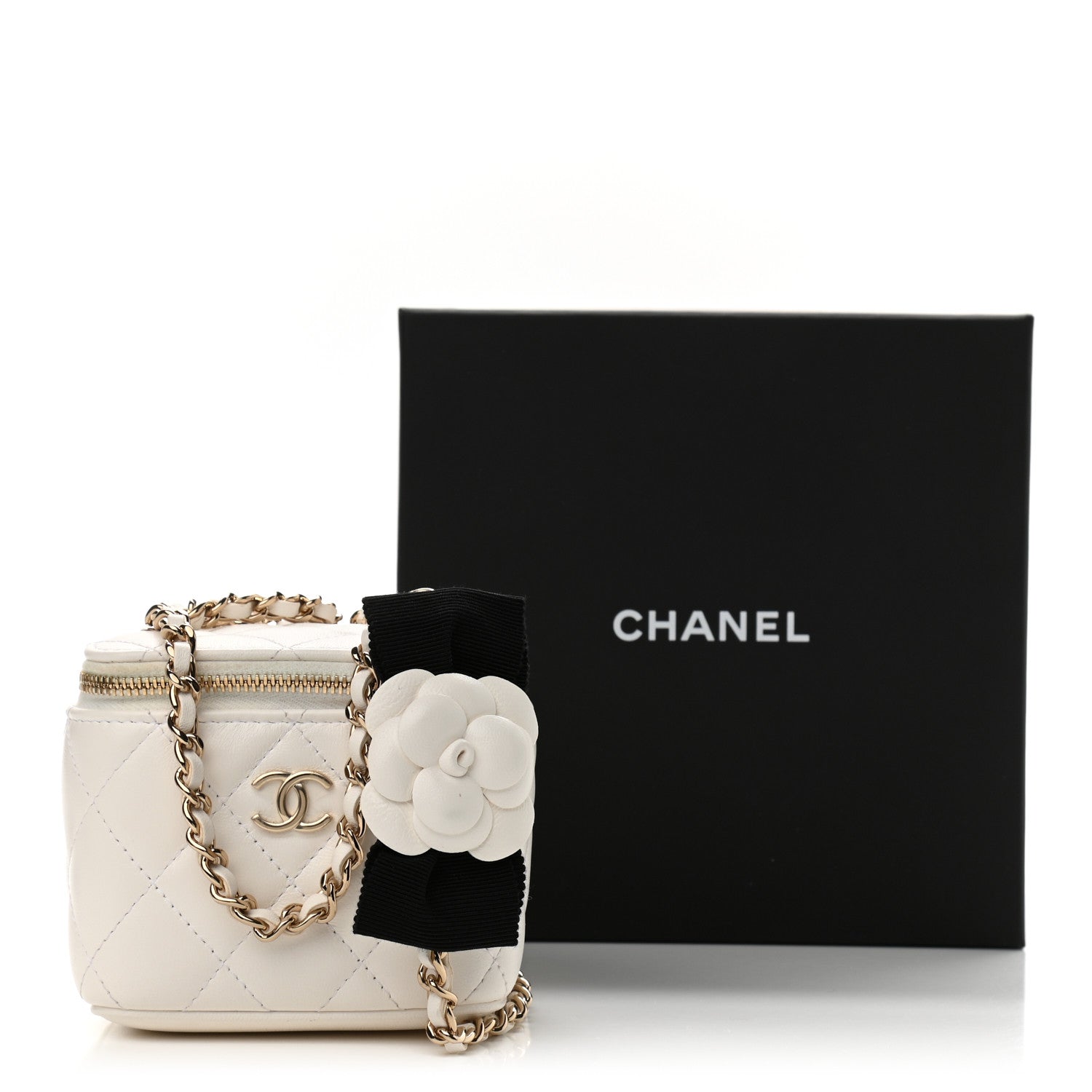 Chanel Lambskin Quilted My Chanel Lady Vanity Case With Chain White 11 of 11