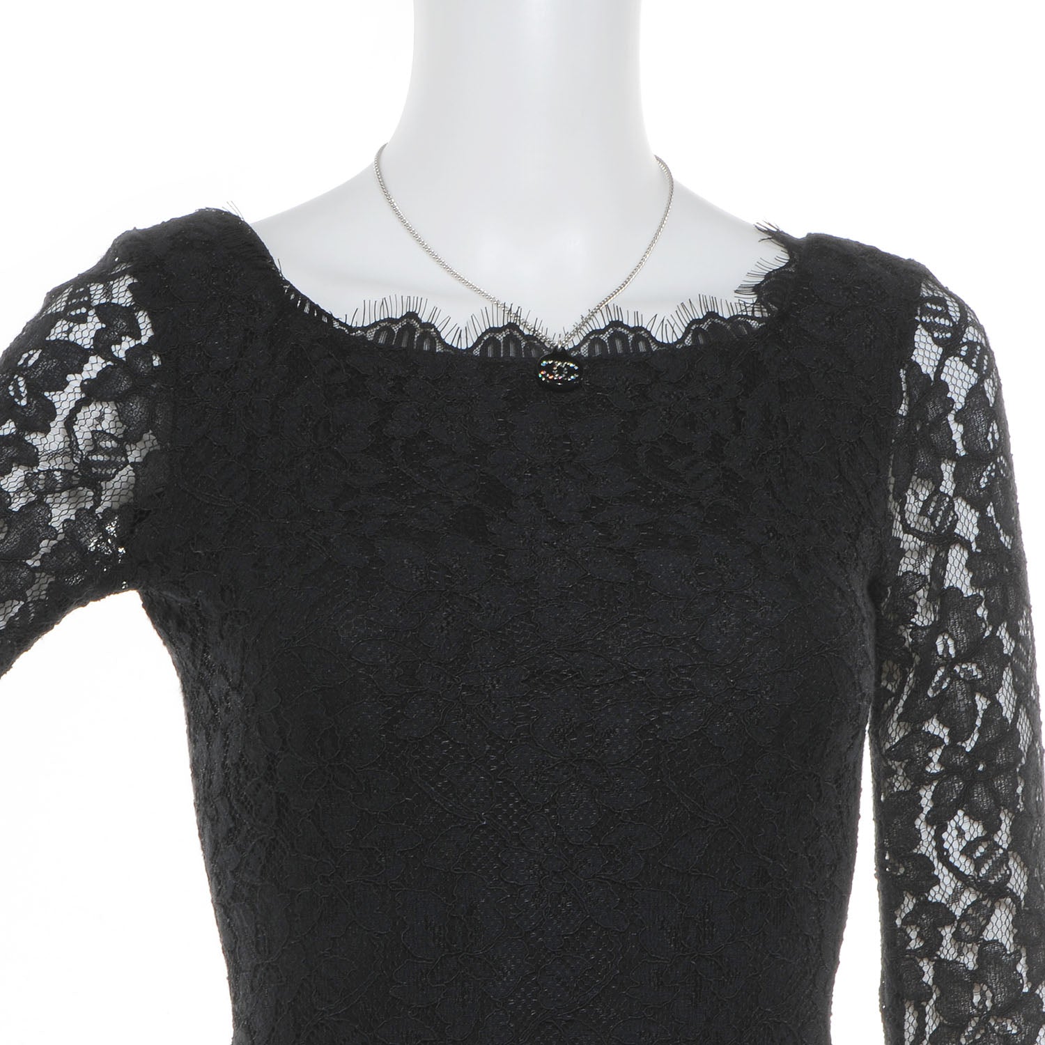 Chanel Resin Crystal CC Necklace Black 2 of 6