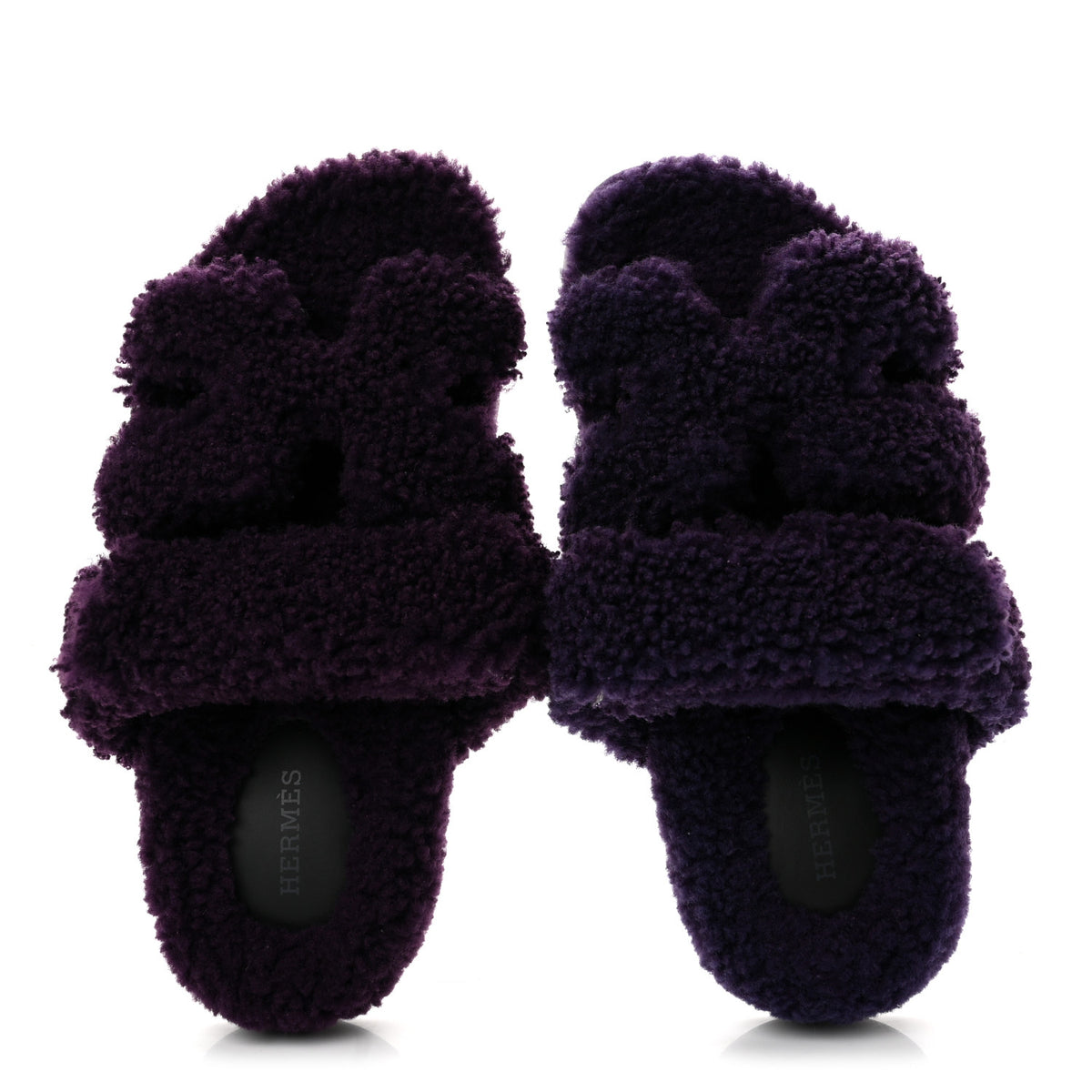 Hermes Woolskin Womens Chypre Sandals 36 Violet Fonce 2 of 9
