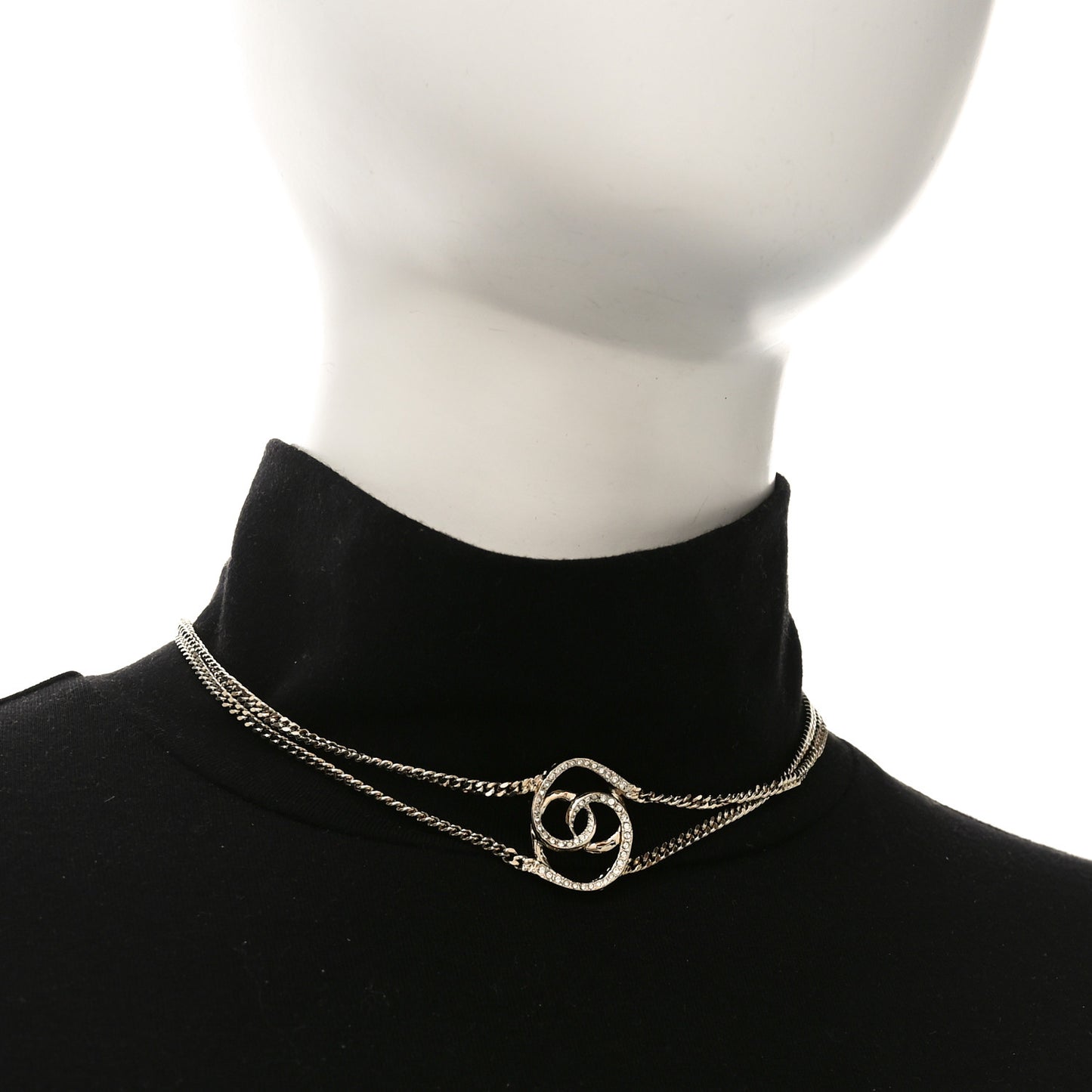 Crystal CC Oval Necklace Gold