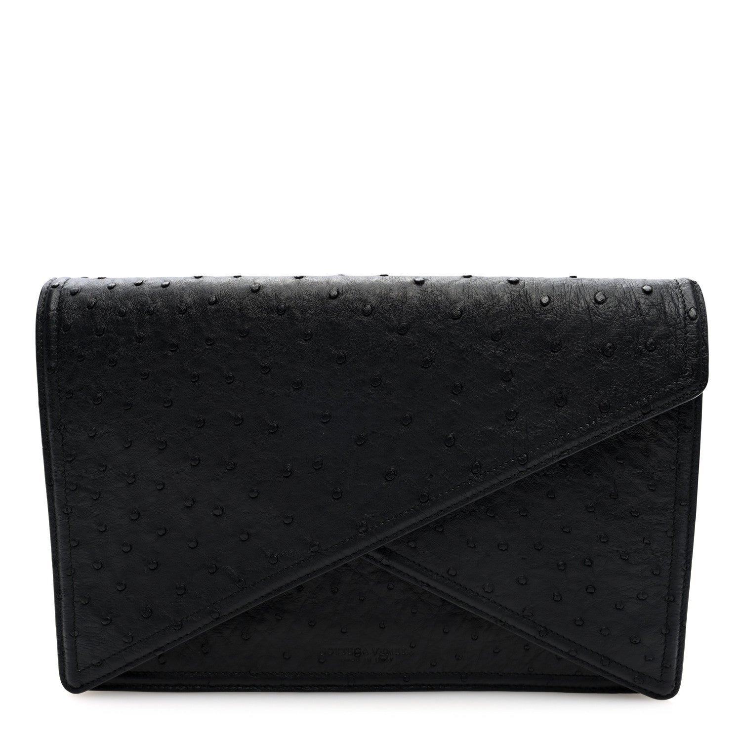 Bottega Veneta Ostrich Envelope Clutch Black 1 of 6