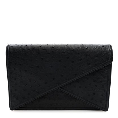 Bottega Veneta Ostrich Envelope Clutch Black 1 of 6