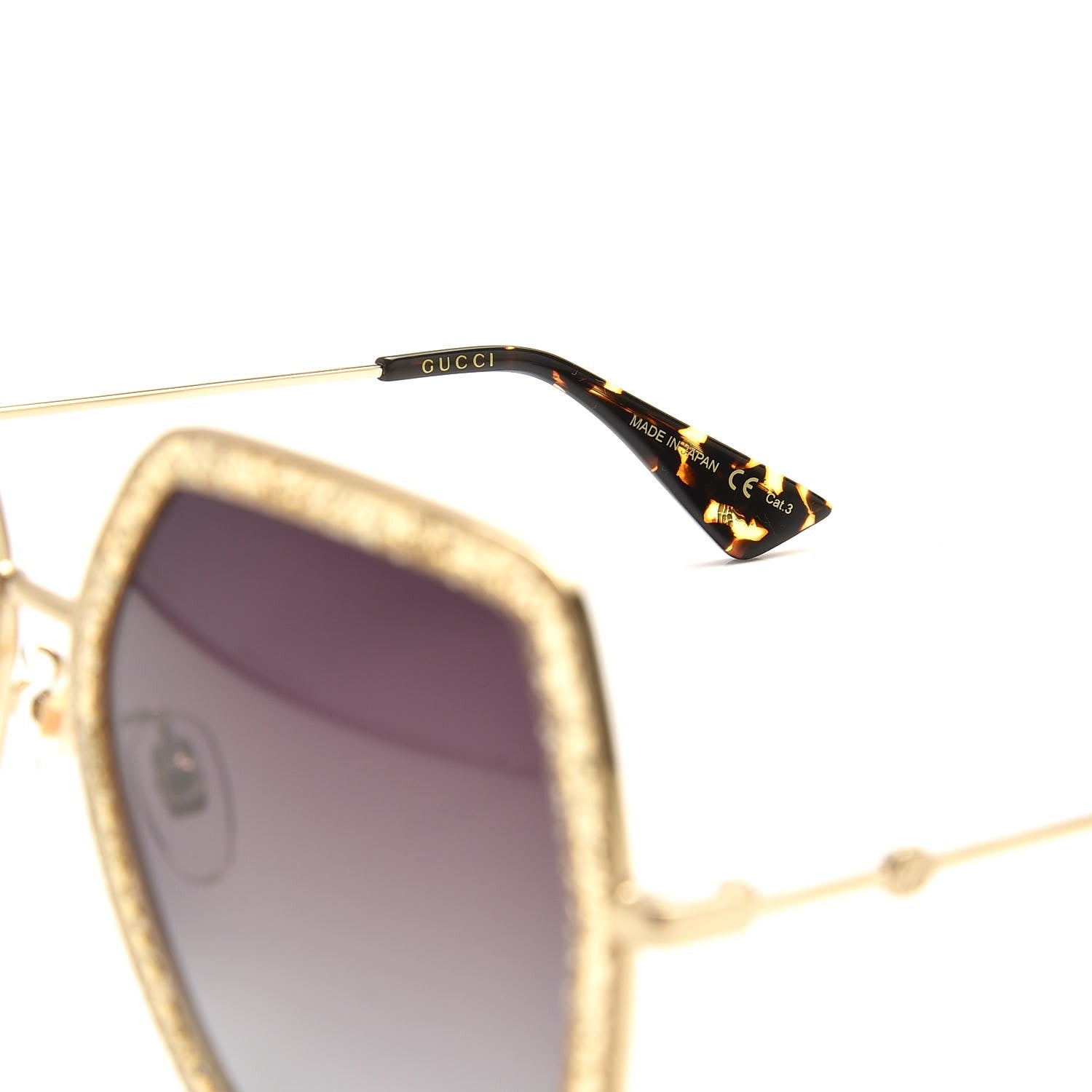 Gucci Glitter Acetate Oversize Square Frame Sunglasses GG0106S Gold 5 of 8