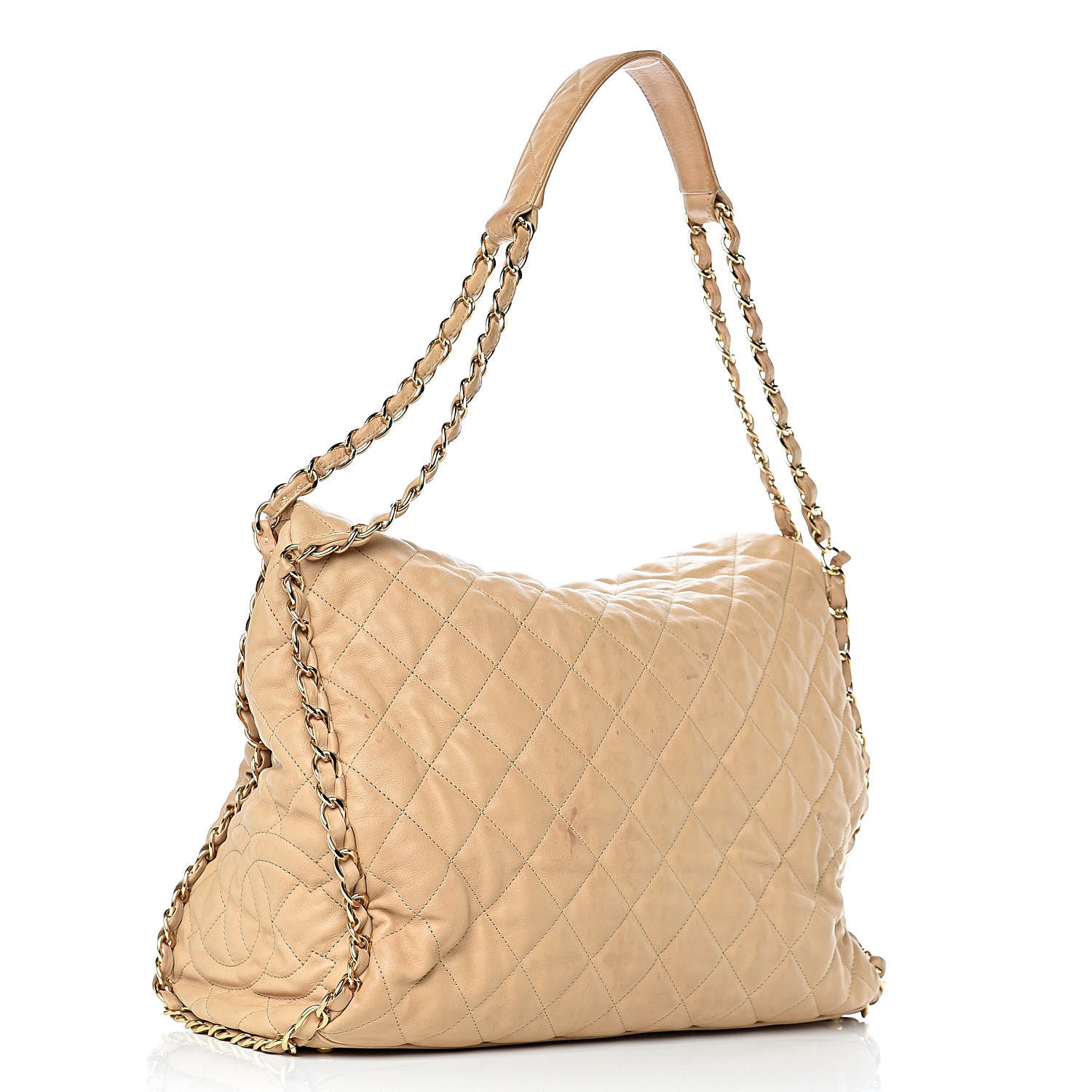 Chanel Calfskin Quilted Large Chain Me Hobo Beige 3 of 22