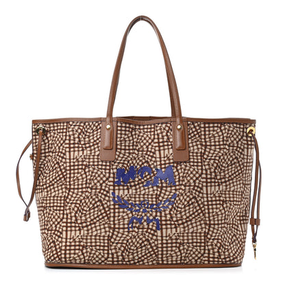 MCM Visetos Medium Liz Reversible Shopper Tote Cognac 3 of 15