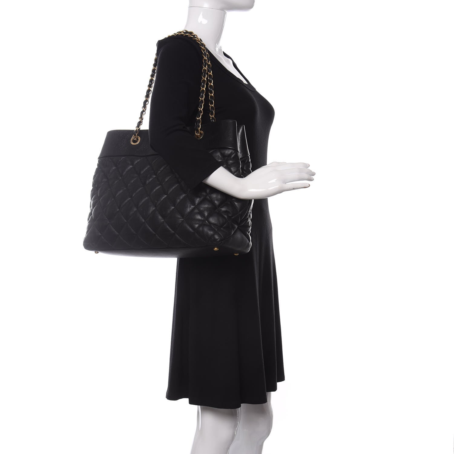 Chanel Calfskin Quilted Large Soft Elegance Tote Black 2 of 10