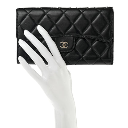 Chanel Lambskin Quilted Large Gusset Flap Wallet Black 2 of 7