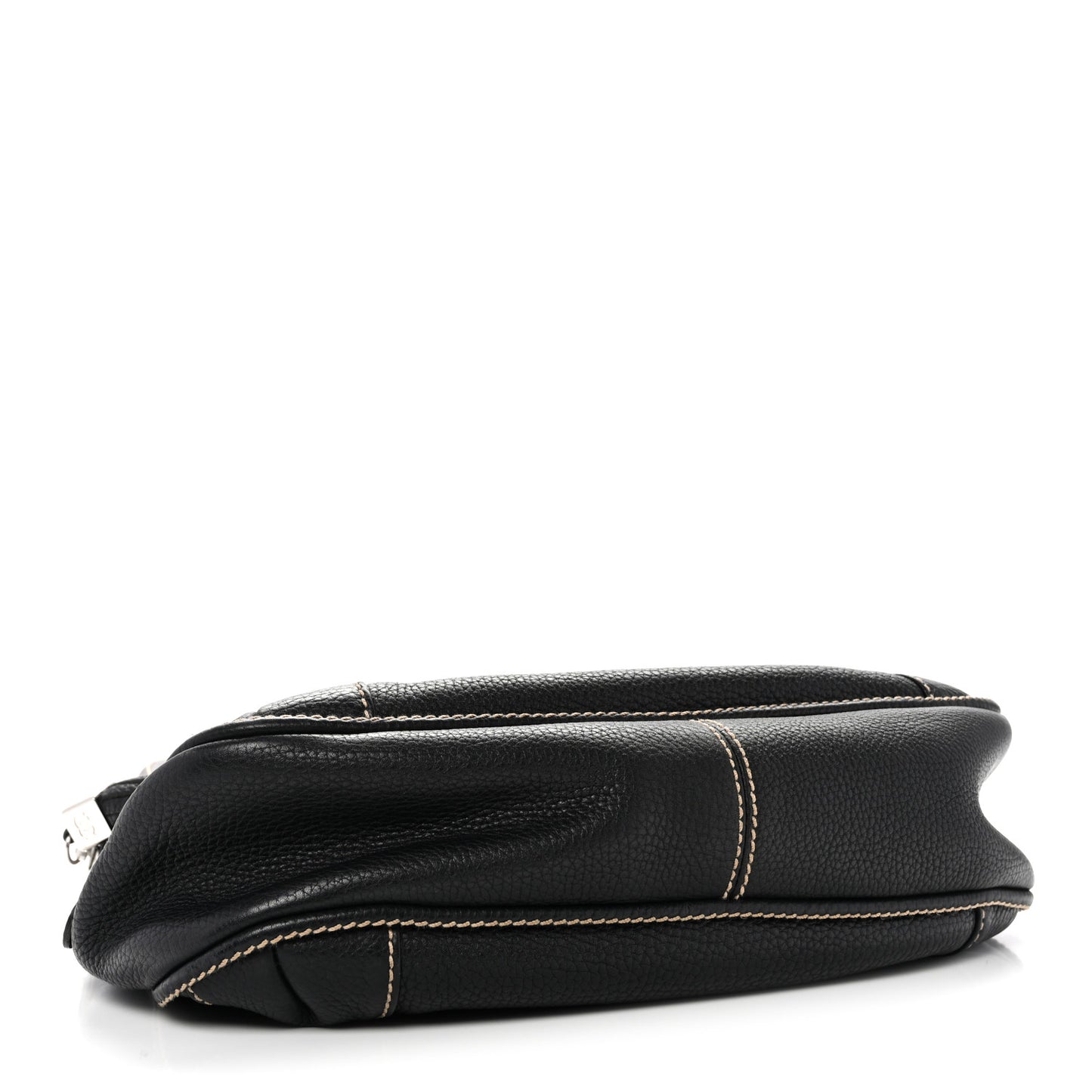 Grained Calfskin Tassel Hobo Black
