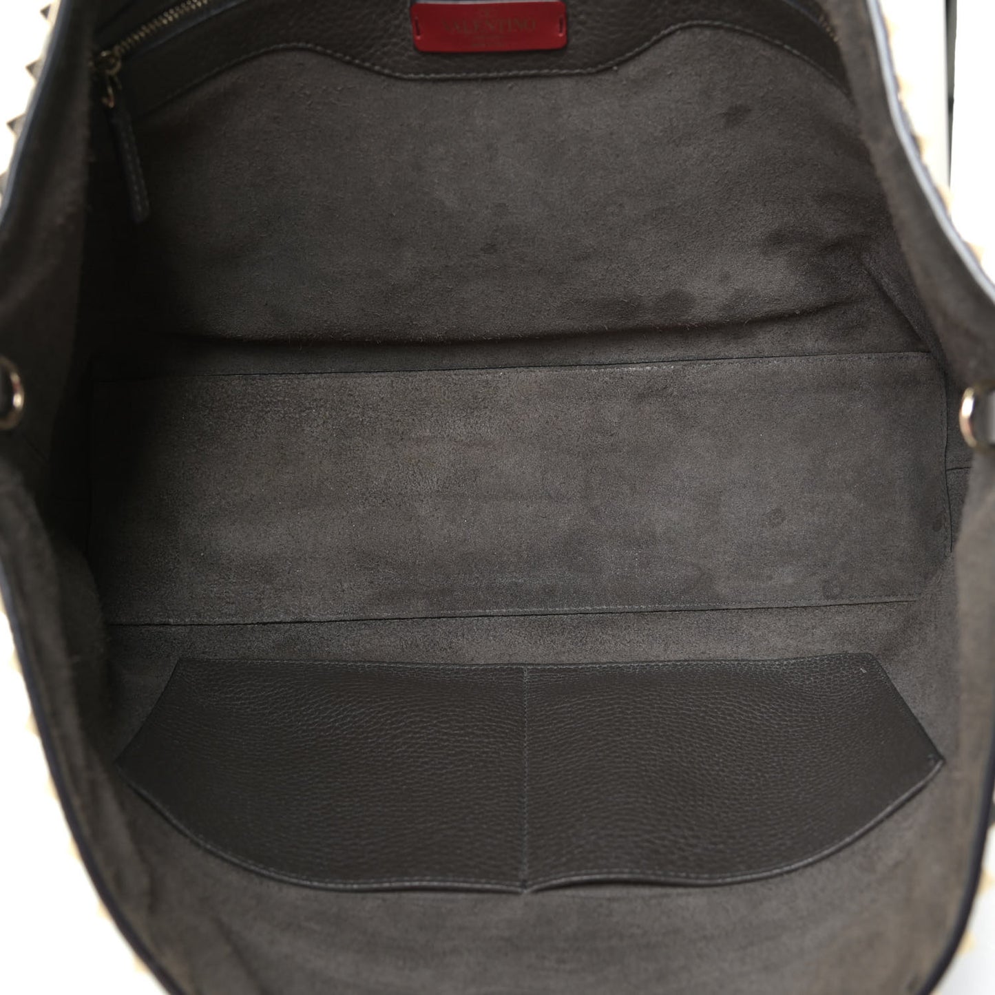 Grained Calfskin Rockstud Shoulder Tote Graphite