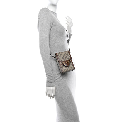 Gucci GG Supreme Monogram Mini Horsebit 1955 Crossbody Bag Beige Brown Sugar 2 of 13