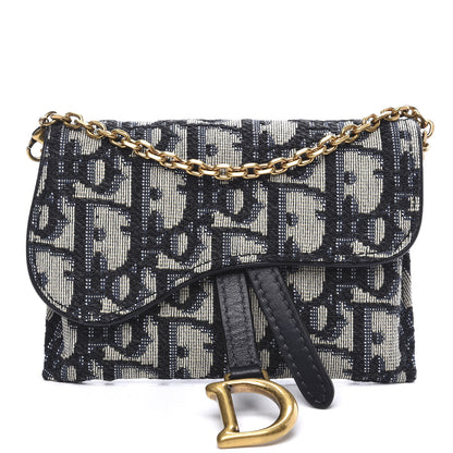 Christian Dior Oblique Nano Saddle Chain Pouch Blue 1 of 9