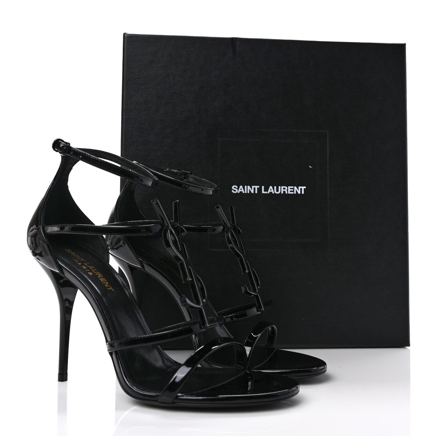 Saint Laurent Patent Cassandra 100 Sandals 38.5 Black 8 of 8