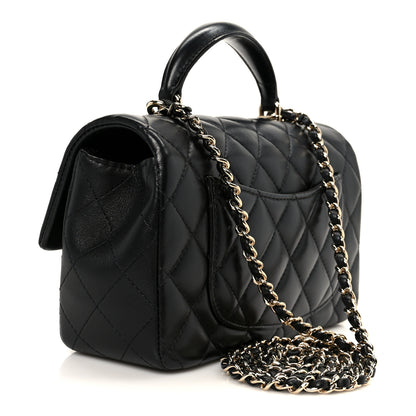 Chanel Lambskin Quilted Mini Top Handle Rectangular Flap Black 3 of 12