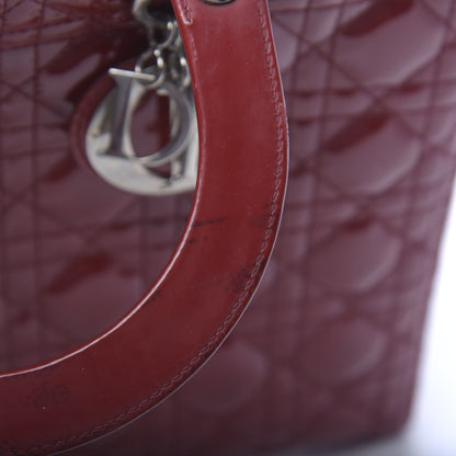 Christian Dior Patent Cannage Large Lady Dior Red 9 of 14