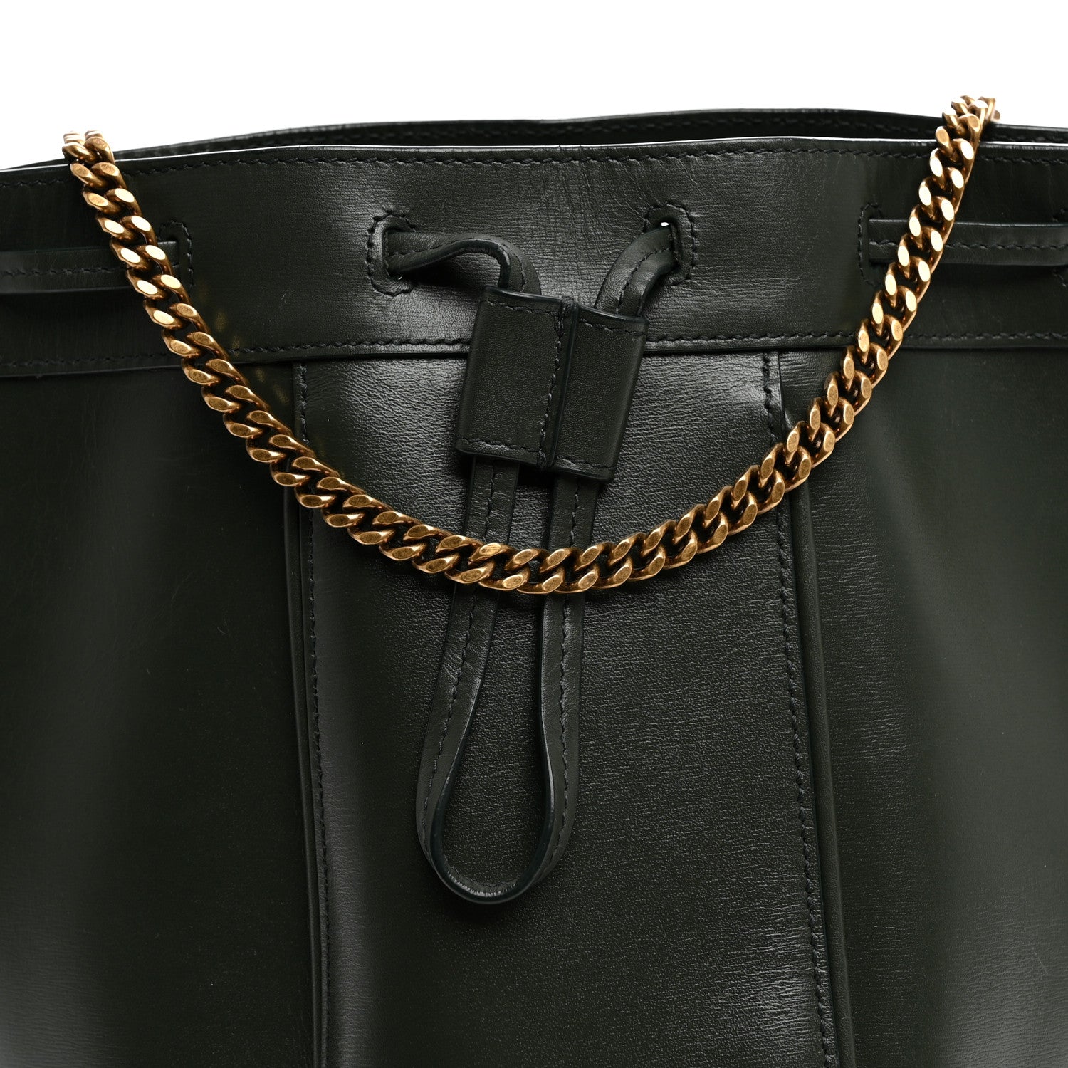 Saint Laurent Smooth Calfskin Small Talitha Bucket Bag Vert Fonce 7 of 10