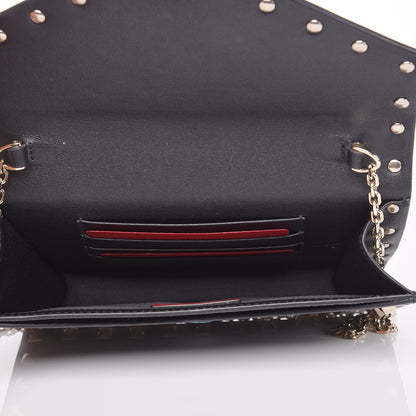 Valentino Garavani Vitello Rockstud Envelope Wallet on Chain Black 5 of 8
