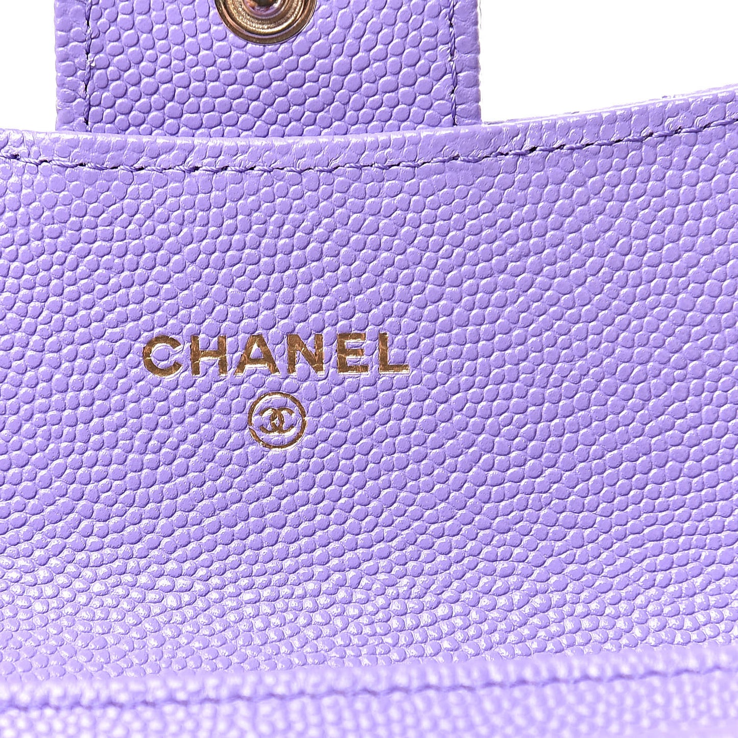 Caviar Quilted Flap Card Holder Wallet Purple